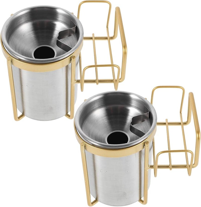 مجموعة منفاخ السجائر الفولاذ المقاوم للصدأ المثبت على الحائط 2 قطعة حاوية الرماد في الحمام مقاومة للصدأ - Image 1